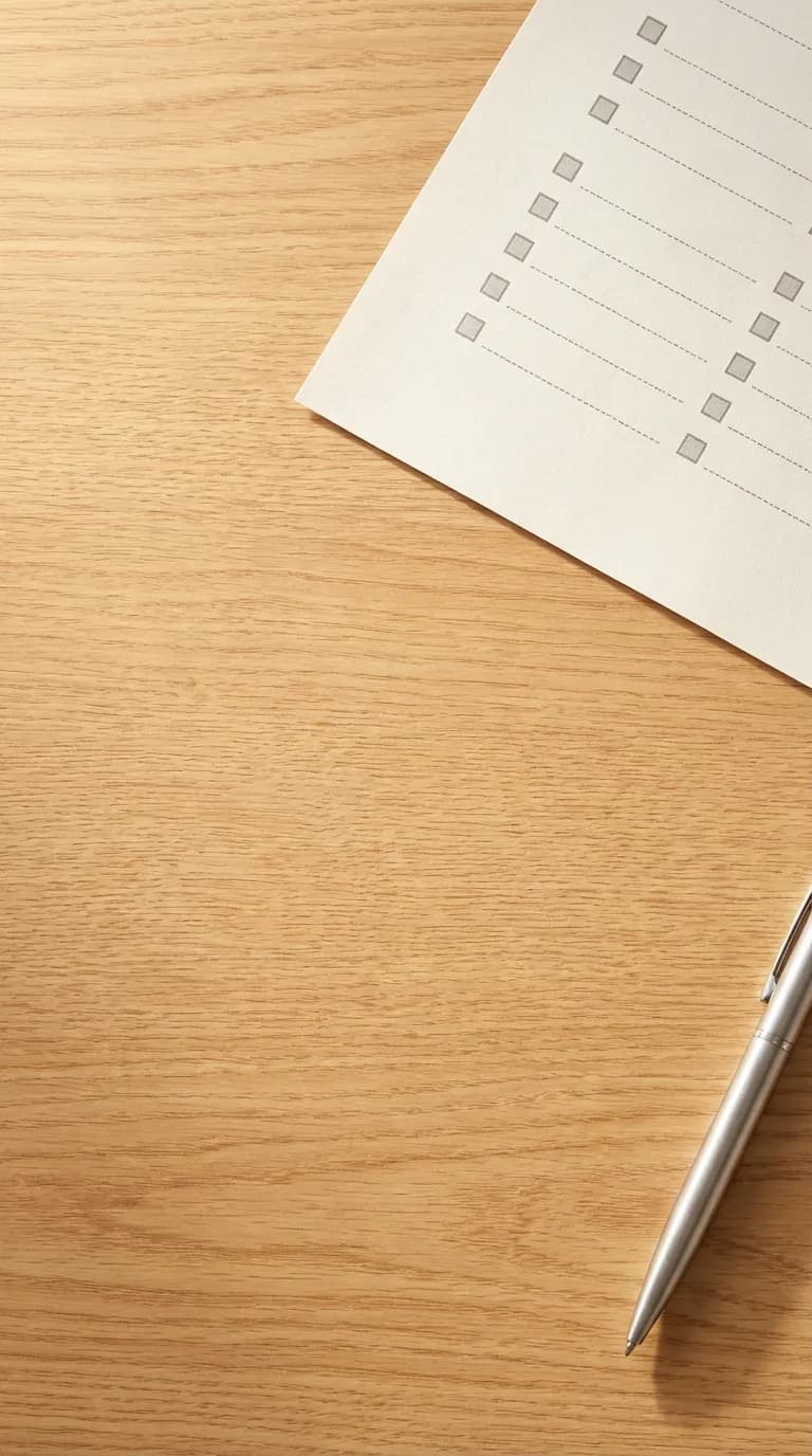 Professional psychological testing materials on a clean wooden desk