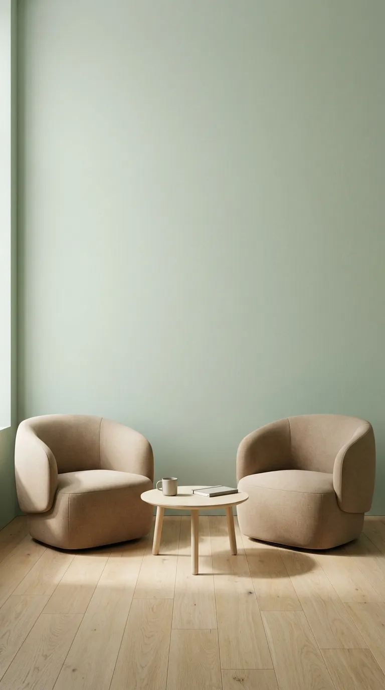 Calm office interior with soft natural light and comfortable chairs